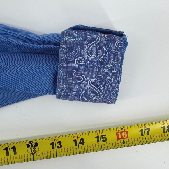 Robert Graham Kids Blue Herringbone Paisley Trim Button Down Shirt Size L - Picture 9 of 11